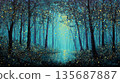 Beautiful sparkling forest background, illustration 135687887