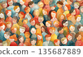 Abstract mass of people watercolor illustration, background 135687889