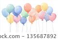 Watercolor painting of lots of balloons 135687892