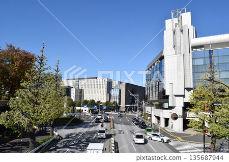 Streetscape in front of Shinanomachi Station, Shinjuku Ward, Tokyo Streetscape in front of Shinanomachi Station, Shinjuku Ward, Tokyo 135687944