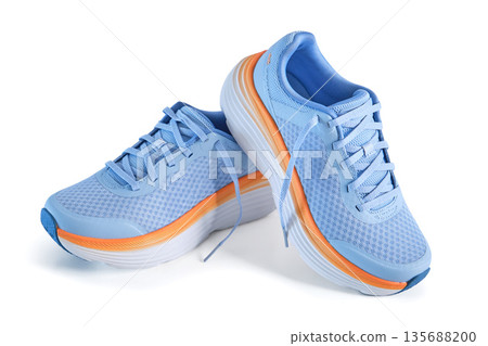 Blue and orange running running shoes sport footwear Blue and orange running running shoes sport footwear 135688200