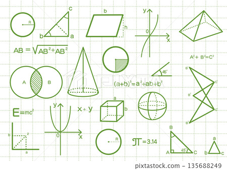 Mathematical Shape Set Green Mathematical Shape Set Green 135688249
