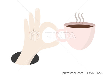 Hand Holding Coffee Cup Illustration 135688656
