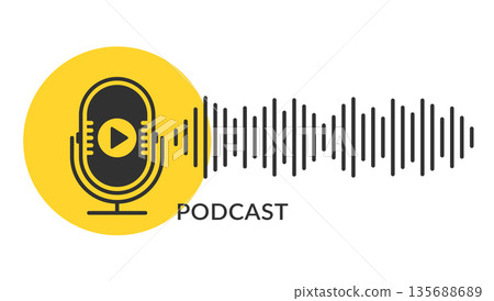 Podcast Microphone with Sound Wave Design Podcast Microphone with Sound Wave Design 135688689