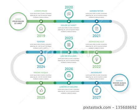 Curved Timeline Roadmap Infographic Template 135688692