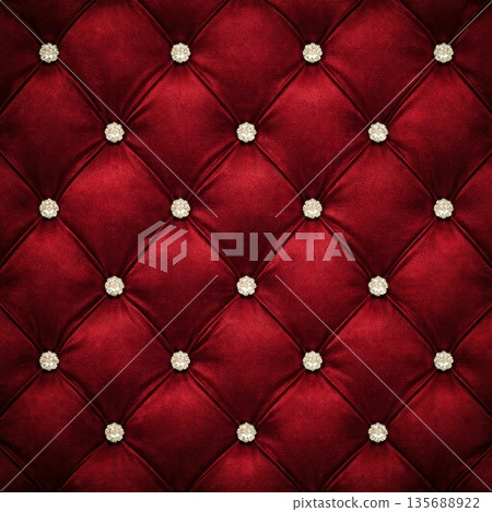 Red Velvet Diamond Tufted Upholstery Texture with Elegant Crystal Button Details Red Velvet Diamond Tufted Upholstery Texture with Elegant Crystal Button Details 135688922
