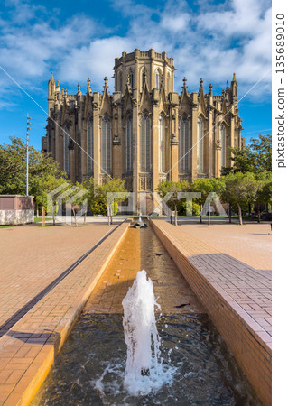 Exterior view of the Cathedral of Mary Immaculate, a Gothic Revival landmark in Vitoria-Gasteiz 135689010