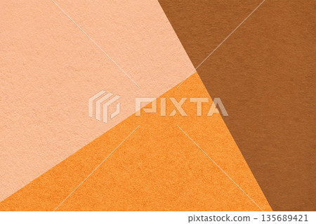 Geometric brown orange peach texture paper background with copy space for presentation, banner template Geometric brown orange peach texture paper background with copy space for presentation, banner template 135689421