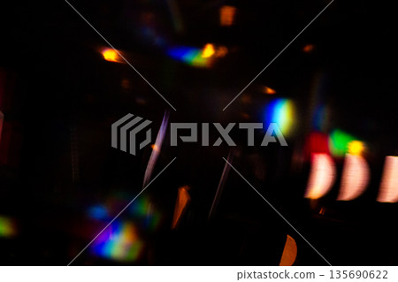 Colored light effects on dark background with grain and magic lights. Neon Glow Modern 90s, lo-fi Aesthetics. Design effect. Colored light effects on dark background with grain and magic lights. Neon Glow Modern 90s, lo-fi Aesthetics. Design effect. 135690622