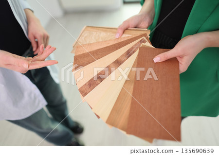 Choosing from a vibrant selection of wood finishes for interior design inspiration and creativity 135690639