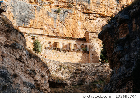 Sanctuary of Our Lady of Jaraba building within canyon walls Sanctuary of Our Lady of Jaraba building within canyon walls 135690704