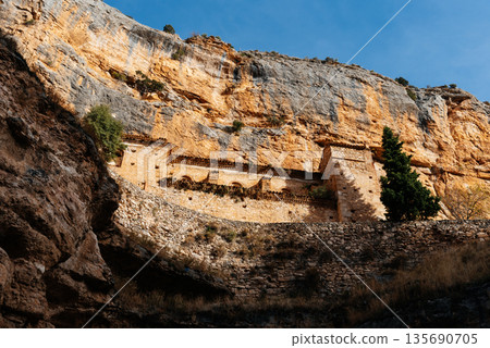 Sanctuary of Our Lady of Jaraba building within canyon walls Sanctuary of Our Lady of Jaraba building within canyon walls 135690705