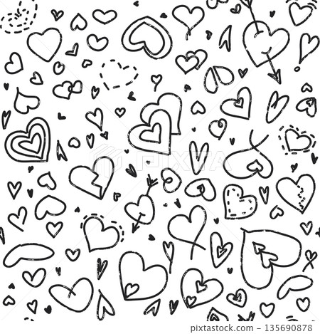 Seamless pattern for Valentine's Day, doodle illustration. Seamless pattern for Valentine's Day, doodle illustration. 135690878