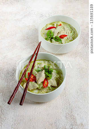 green curry with chicken, traditional Thai cuisine, Asian food, homemade, no people, green curry with chicken, traditional Thai cuisine, Asian food, homemade, no people, 135691189