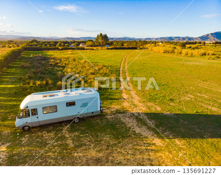 Caravan camping on nature. Caravan camping on nature. 135691227