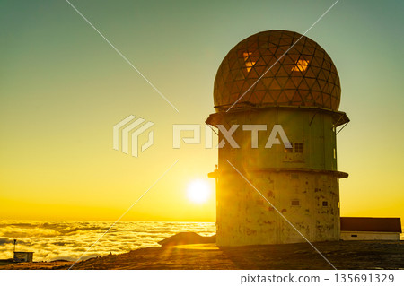 Torre peak at sunset, Serra da Estrela in Portugal. 135691329