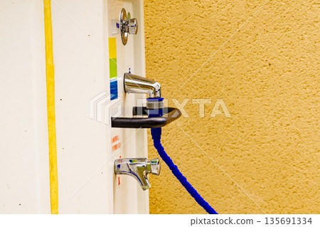 Caravan service. Refilling camper rv water tank. 135691334