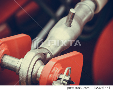 Pneumatic, hydraulic machinery made of steel closeup 135691461