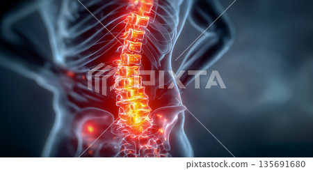 腰痛與下背部疼痛的成因示意圖 | 脊椎與神經的示意圖 腰痛與下背部疼痛的成因示意圖 | 脊椎與神經的示意圖 135691680
