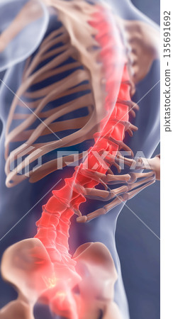 Image of the causes of lumbago and lower back pain | Visual representation of the spine and nerves Image of the causes of lumbago and lower back pain | Visual representation of the spine and nerves 135691692