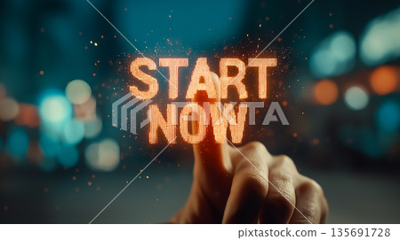 立即開始—只需用手指按下激勵按鈕 立即開始—只需用手指按下激勵按鈕 135691728