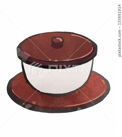 Tea: 10 illustrations of Japanese tea served in teacups Tea: 10 illustrations of Japanese tea served in teacups 135691914
