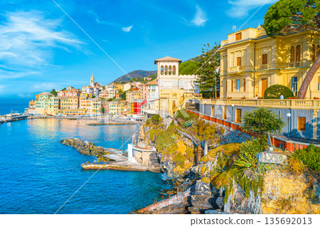 View of Bogliasco. Bogliasco is a ancient fishing village in Italy, Genoa, Liguria 135692013