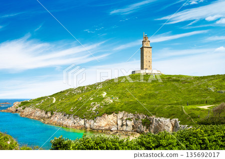View of the Tower of Hercules, A Coruna, Galicia, Spain 135692017