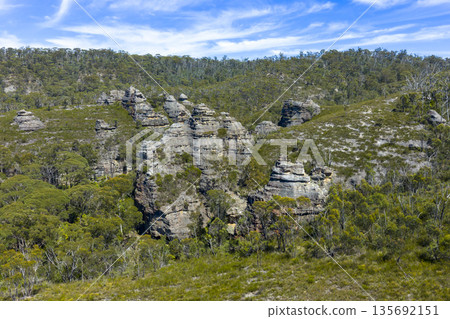 Drone photograph of the City of Stones near the town of Lithgow 135692151