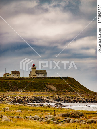 Obrestad lighthouse in Norway. Obrestad lighthouse in Norway. 135692205