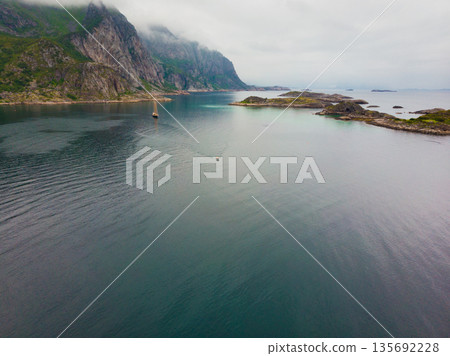 Aerial view. Lofoten islands landscape, Norway 135692228