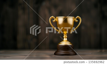 Highquality gold trophy symbolizing success and joyous recognition in entrepreneurial efforts 135692962