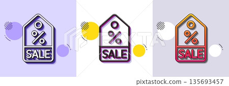 Shopping tag line icon. Halftone dotted pattern. Gradient icon with grain shadow. Sale Special offer sign. Discount coupon symbol. Line sale coupon icon. Various designs. Vector Shopping tag line icon. Halftone dotted pattern. Gradient icon with grain shadow. Sale Special offer sign. Discount coupon symbol. Line sale coupon icon. Various designs. Vector 135693457