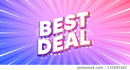 Best deal sun rays gradient banner. Light burst background. Best deal tag. Special offer Sale sign. Advertising Discounts symbol. Gradient sun rays. Sunburst light. Vector 135693485
