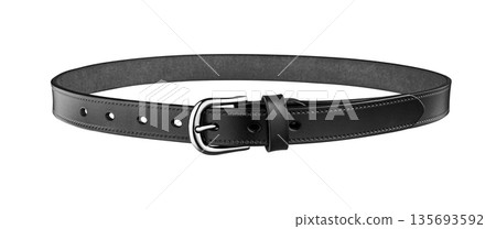 Minimal black Leather Belt with Shiny Buckle 135693592