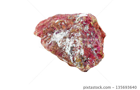 Metallic Chalcopyrite Rock with Iridescent Surface Isolated 135693640