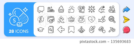 Graph chart, Court judge and Money currency line icons. Interest rate, AI generate, Inflation icons. Pack of Electric bike, Data analysis, Fish icon. Vector Graph chart, Court judge and Money currency line icons. Interest rate, AI generate, Inflation icons. Pack of Electric bike, Data analysis, Fish icon. Vector 135693683