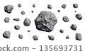Asteroids, meteorites or boulders on white. 135693731
