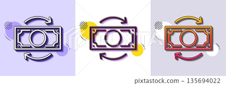Change money line icon. Halftone dotted pattern. Gradient icon with grain shadow. Currency exchange sign. Transfer payment symbol. Line change money icon. Various designs. Vector Change money line icon. Halftone dotted pattern. Gradient icon with grain shadow. Currency exchange sign. Transfer payment symbol. Line change money icon. Various designs. Vector 135694022