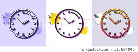 Time management line icon. Halftone dotted pattern. Gradient icon with grain shadow. Clock sign. Watch symbol. Line time icon. Various designs. Vector Time management line icon. Halftone dotted pattern. Gradient icon with grain shadow. Clock sign. Watch symbol. Line time icon. Various designs. Vector 135694046