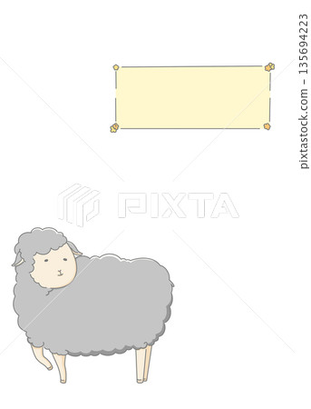 Sheep illustration with frame② 135694223