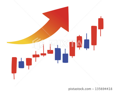 蠟燭圖顯示市場上漲趨勢 135694418