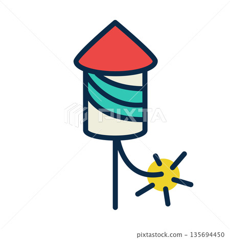 Bottle Rocket or Parachute Icon for Fireworks or Independence Day - 4th of July Bottle Rocket or Parachute Icon for Fireworks or Independence Day - 4th of July 135694450