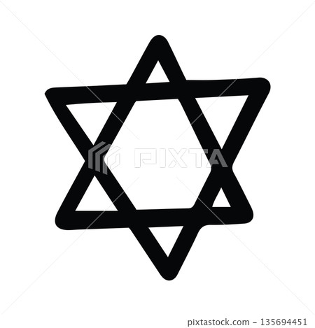 Hand Drawn Six-Pointed Star of David Icon - Jewish Symbol Hand Drawn Six-Pointed Star of David Icon - Jewish Symbol 135694451