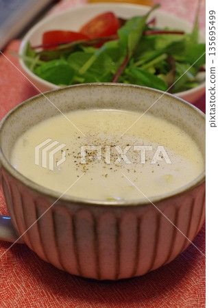 Warm and delicious corn potage soup 135695499