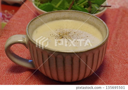 Warm and delicious corn potage soup Warm and delicious corn potage soup 135695501