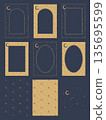 A4 vertical design set of mystical golden frames and seamless patterns of the moon and stars A4 vertical design set of mystical golden frames and seamless patterns of the moon and stars 135695599