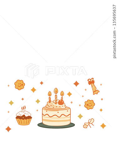 生日蛋糕和甜點慶祝相框背景材料 135695637