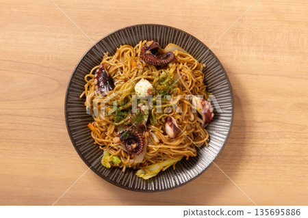 Seafood Fried Noodles (Octopus) Seafood Fried Noodles (Octopus) 135695886