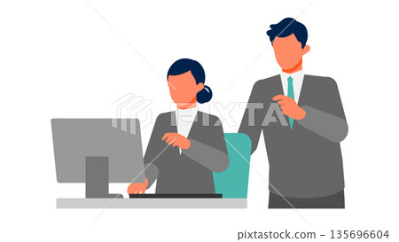 男性員工支援的工作場所溝通範例，旨在提高工作協調性和生產力。 135696604